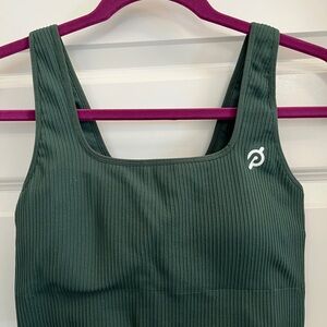 Peloton Green Ribbed Sports Bra with Wide Straps